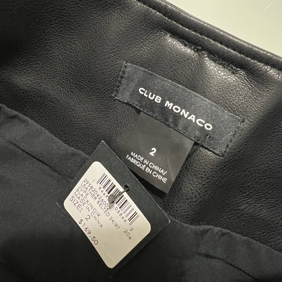 NWT Club Monaco Black Faux Leather Belted Skirt Size 2 US $170 - Picture 6 of 8